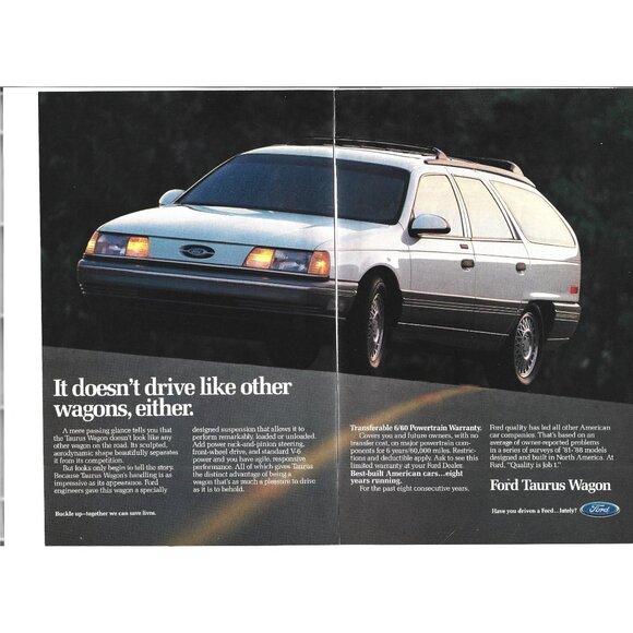 Ford Taurus Wagon Station 1980s Vintage Print Ad 2 PAGE - Picture 4 of 4